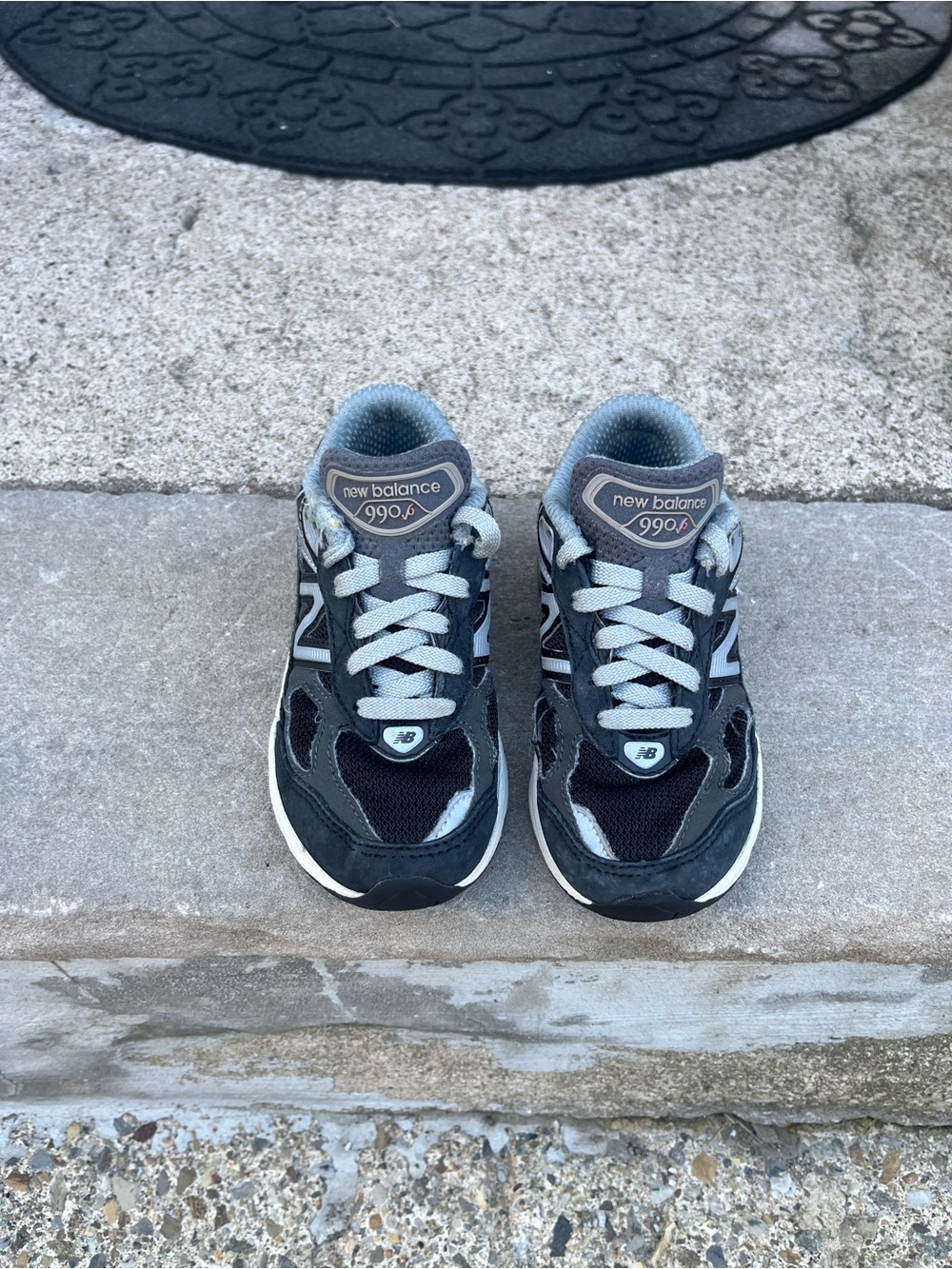 New Balance Kids Black and Gray 990 Sneakers